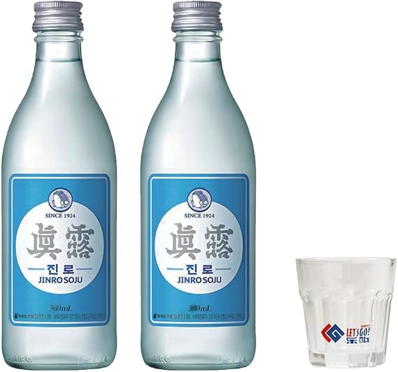 Jinro Original Flavour Soju 350ml 16.9% Alc./Vol - (Twin Pack + Soju Glass)