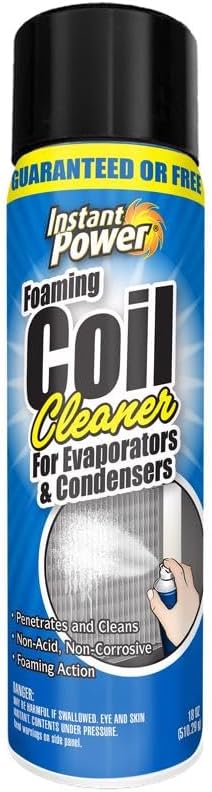 Instant Power Foaming A/C Coil Cleaner for Evaporator & Condenser, 18 Oz | Non-acid aerosol foam penetrates dirt, dust, debris, sludge buildup, improves airflow, reduces musty odor in AC & HVAC system