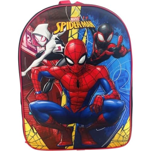Ruz Spider-Man Kids Licensed 15 Inch School Bag Backpack Black-Red-Blue