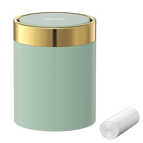 Mbillion 0.4 Gal Light Green Desktop Mini Swing Lid Trash Can
