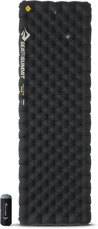 SEA TO SUMMIT - Ether Light XR Pro Insulated Air Sleeping Mat Rectangular Large Wide - ThermalCore Insulation - XPRESS Valve - Sack & Pillow Lock - Ultra Compact - 4Season - Backpacking - Black -790g