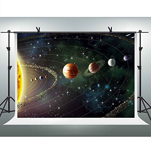 7x5ft Solar System Photography Backdrop Planet Rotation Cosmic Galaxy Background Themed Party Backdrops Photo Booth Studio Props PFH317