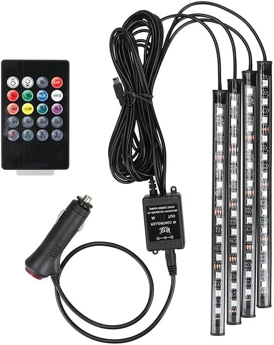 Ayak Altı Uzaktan Kumandalı 12 LED Aydınlatma Seti, Çeşitli Renkler, 12V, 6W, IP5 Su Geçirmez, Parlak ve Canlı Renkler, Sese Duyarlı Ambiyans Çakmaklık Girişli