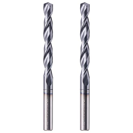BestParts 2Pcs 2 Flute 1/4" Solid Carbide Jobber Drill Bits - AlTiN Coated | 2 Flute Tungsten Carbide Twist Drill Bits, 136 Point Angle, 1/4" Drill Diameter, 2" Flute Length, 3-1/4" Overall Length