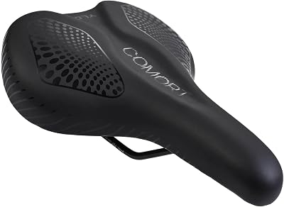 YLG Wide Bike Seat - Comfortable Large Electric Bike Saddle Cushion with Storage, Wide Memory Foam Cushion Durable Leather, Universal Fit - Ideal for Tall Men and Women, Stable and Waterproof