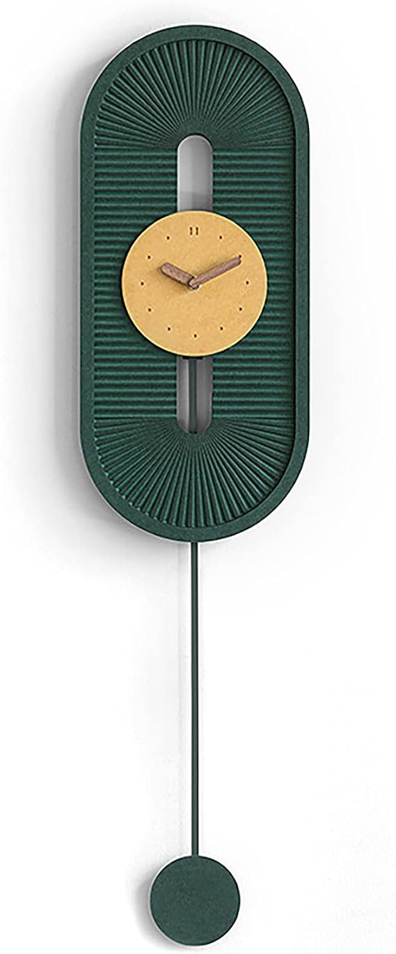 Wall Clock,Silent Modern Decoration with Pendulum, Eco-Friendly Dial and Walnut Hands Wall Watch Nordic Light Luxury Clock for Living Room, Bedroom and Office,Gray