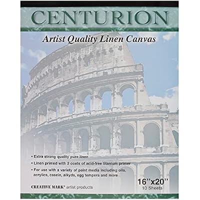 Centurion Acrylic Primed White Linen Canvas Sheet Pad, 2 Pack, 16 x 20 - 20 Total Sheets, 11oz Weight, Tape-Bound for Acrylics, Alkyds, Water-Mixable Oils