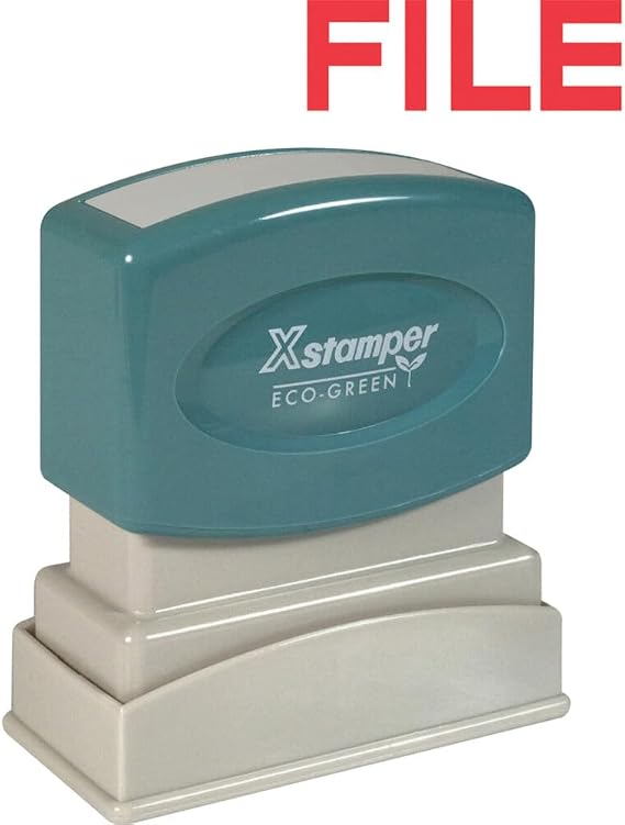 Xstamper One-Color Title Message Stamp, File, Pre-Inked/Re-Inkable, Red (1051)