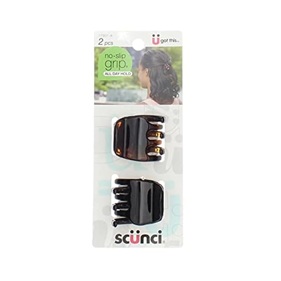 Scunci No-slip Grip Chunky Jaw Clips, 3.5 Cm, (Pack of 2)
