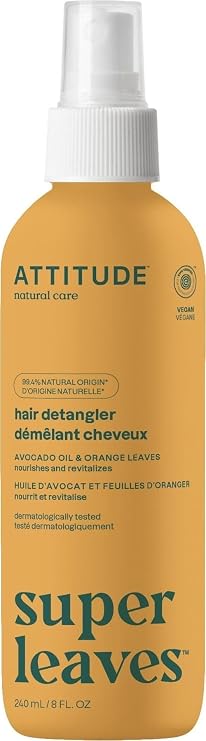 ATTITUDE Detangling Spray, EWG Verified, Vegan & Plant-Based Hair Care, Leave-In for Smooth & Manageable Hair, Orange Blossom & Eucalyptus, 8 Fl Oz