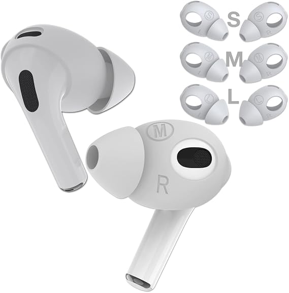 Replacement Eartips for AirPods 3rd Generation Grip Earbuds | Silicone Ear Tips, White, S/M/L