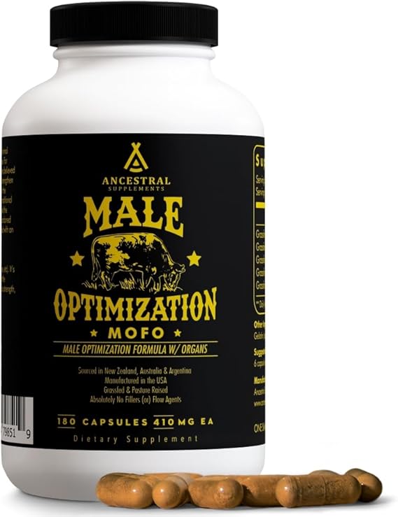 Ancestral Supplements Mofo Men's Beef Organ Capsule Supplement, 180 Ct | Male Optimization beef organ blend with liver supports men's performance, energy, hormone balance and overall health.