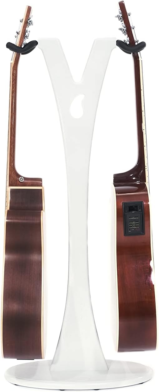Ruach GS-1 Dual Acoustic and Electric Wooden Guitar Stand - White