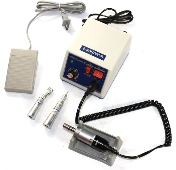 Dental Lab Micromotor Drill Polisher Machine with Two Polishing Heads, 35000rpm Electric Micromotor Polishing Machine for Dental Laboratories and clinics, Jewelry, Nails DC 30V, 0.5A