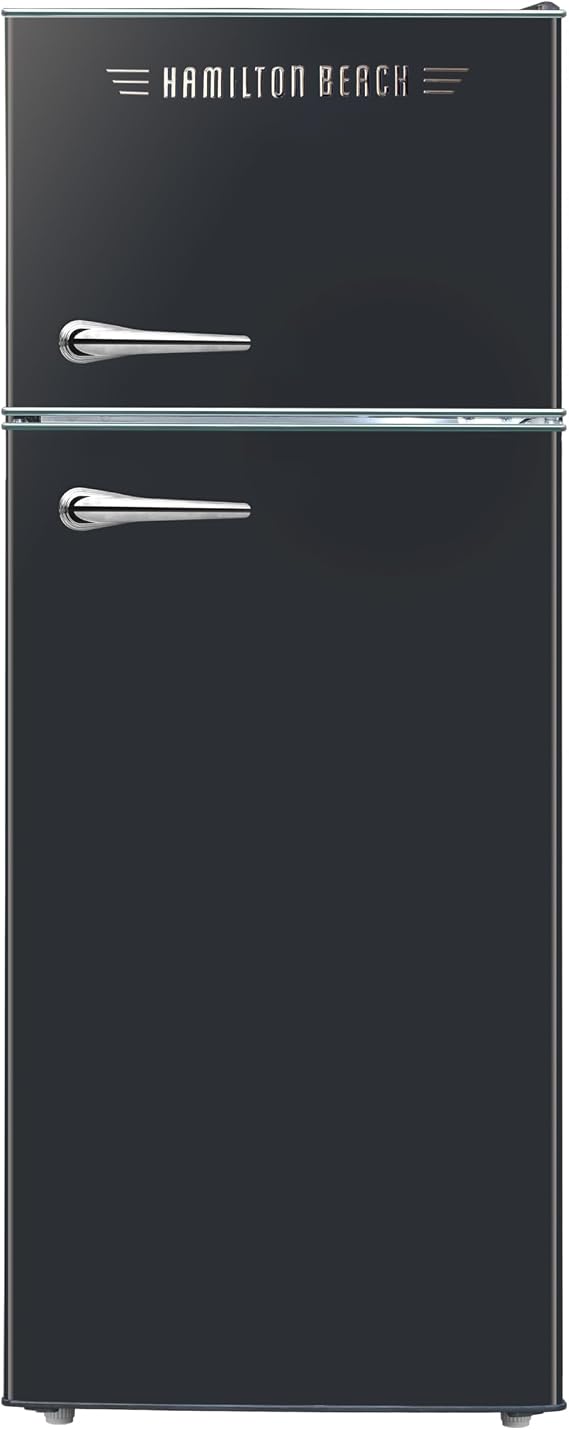Hamilton Beach HBFR786BLACK6COM 2 Door Apartment Size Refrigerator with Freezer, 7.5 cu. ft, Retro Black