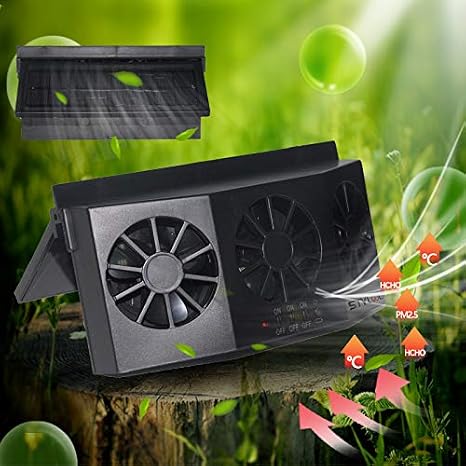 Solar Powered Car Window Windshield Auto Air Vent Fan Auto Ventilator System,Exhaust Fan Vehicle Radiator Vent with Ventilation(Black)