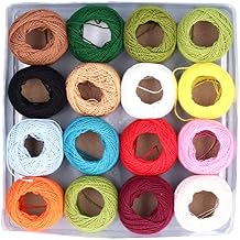 16Pcs Crochet Yarn, Colourful Embroidery Thread Cross Stitch Floss Threads Crochet Knitting Yarn for Crochet Sewing Supplies