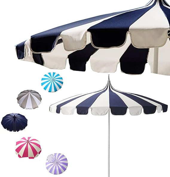 8ft Pagoda Patio Umbrella Beach Umbrella Patio Table Umbrella UV Protective Pool Market Umbrella for Outdoor Garden Lawn Yard(Navy Blue)