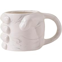 Fist Shaped Coffee Mug Ceramic 300ml Boyfriend Girlfriend Gift Simple Design Water Drinking Mug, White Marble