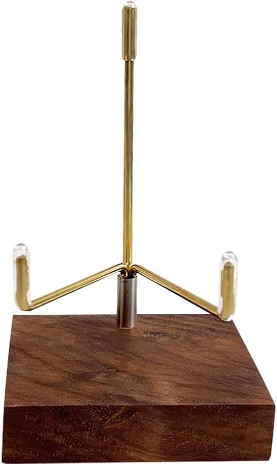 Adjustable Brass Crystal Display Stand with Walnut Base Mineral Specimens Display Stand Rock Display Easel Metal Display Holder for Stones Geodes Fossils Spheres Agate Slices L/Tripod