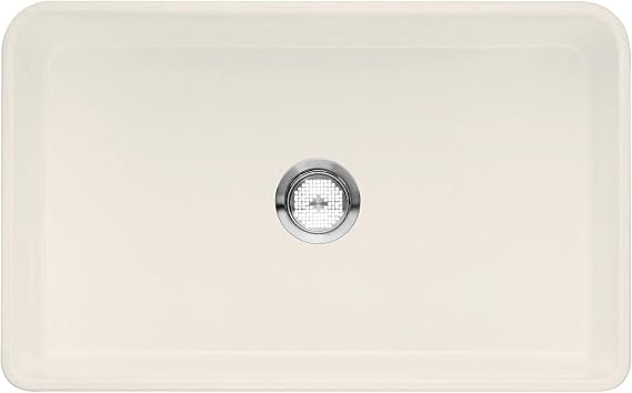BLANCO 524258 CERANA Apron-Front Farmhouse Kitchen Sink with Grid Included, Biscuit