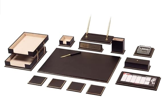 Real Cow Leather Desk Set 15 Accessories Desk Organizer Office Accessories Desk Accessories Office Supplies Desk Pad Pen Case