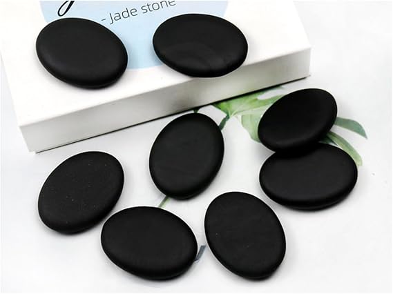 8Pcs Small Basalt Hot Massage Stones Rock Spa Massagers Stones for Women&Men 1.18 * 1.56in Black