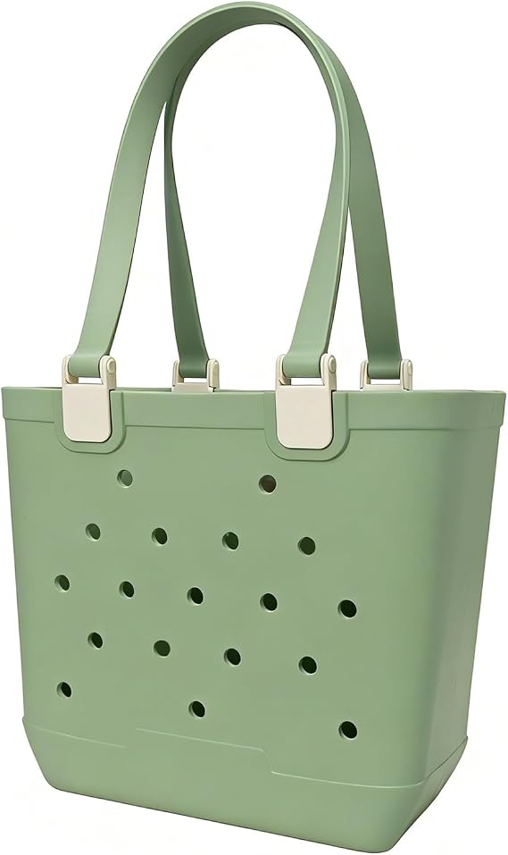 Medium Rubber Tote, Tip-proof Beach Bag with Twist Free Straps