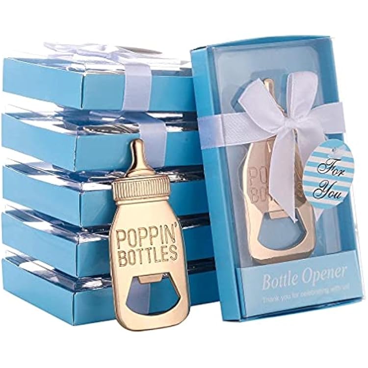 12 Pieces Bottle Openers for Baby Favors, Decoration Souvenirs, Poppin Bottles Openers for Guests, Birthday Party Favor, Wedding Shower Decor