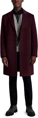 Karl Lagerfeld Paris Mens Notch Lapel Shift Silhouette Coat