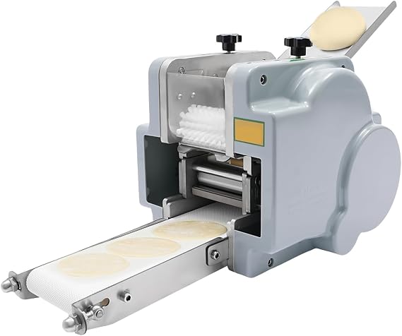 Commercial Dumpling Wrapper Maker, 140W Electric Dumpling Skin Maker Machine, 3.54in Mold Diameter, Automatic Wonton Skin Processing Machine with Powder Spreading Box for Kitchen
