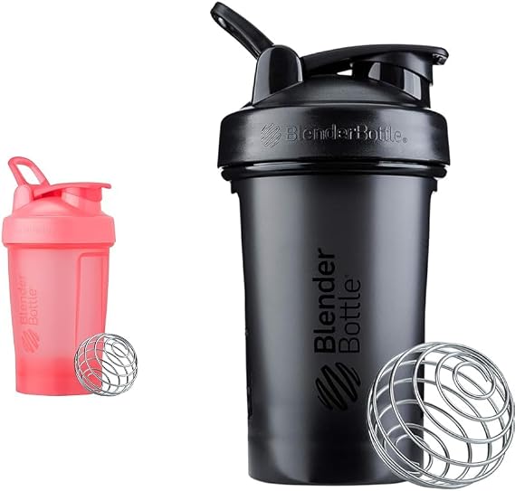 BlenderBottle Classic V2 20-Ounce Shaker Bottles, Light Pink and Black