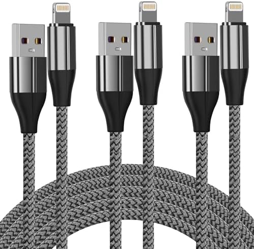 iPhone Charger Lightning Cable 3 Pack 10 Foot, [MFi Certified] 10 Feet Nylon Braided, Compatible with iPhone 14131211ProXXs MaxXR8 Plus 7 Plus6 iPad
