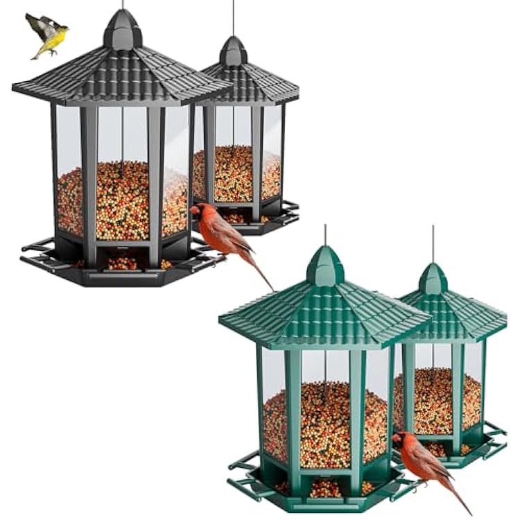 Birdream 2 Pack Bird Feeders for Outdoor Hanging Black
