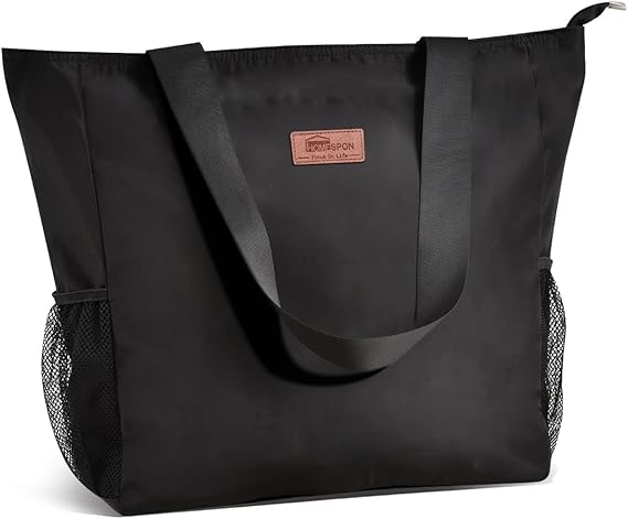Buringer Large Waterproof Beach Bag for Women Sandproof Tote Bag with Zipper and Pockets Pool Bag for Travel Gym Vacation