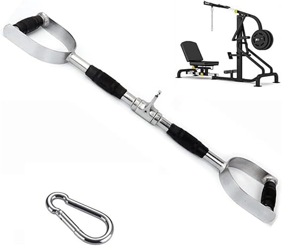 Cable Machine Attachment, LAT PullDown Bar with D Handle, Tricep Press Down Bar with Rotation, Straight Bar with Rubber Handle for Home Gym