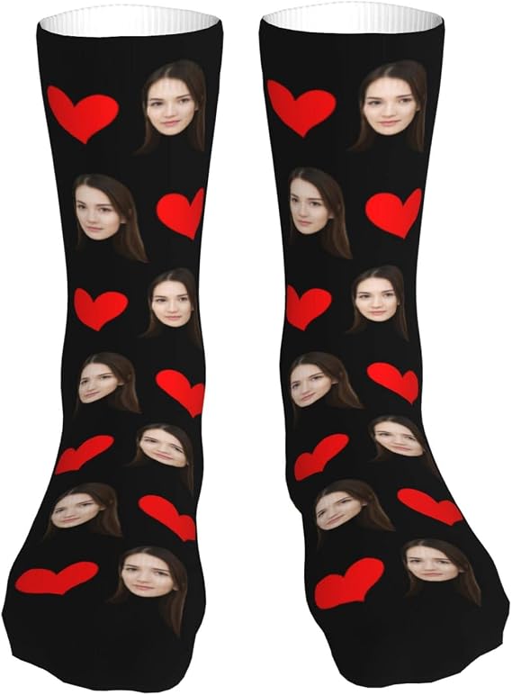 Custom Face Socks with Photo/Text Personalized Photo Socks Customized Funny Crew Sock Gifts for Men Women