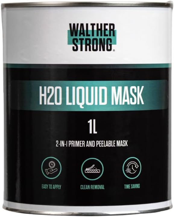 H20 Liquid Masking Fluid | 2-in-1 Masking Tape & Primer 1 Litre - Simple Application, Easy Peel, No Residue - Interior and Exterior Usage - Dual Purpose Peelable Mask
