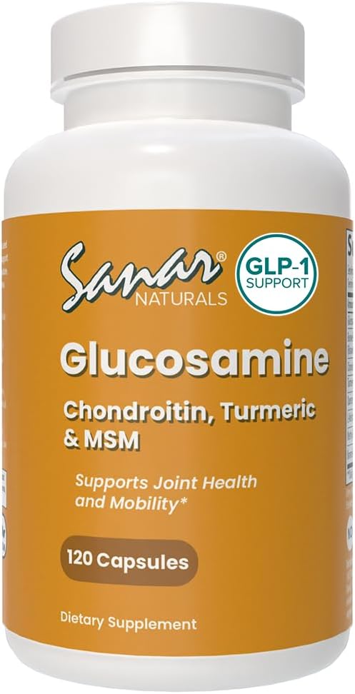Sanar Naturals Glucosamine Chondroitin MSM Turmeric | Joint Support Supplement for Knee, Back, Hand and Hip Comfort | GLP-1 Support, Non-GMO, Gluten Free, 120 Capsules