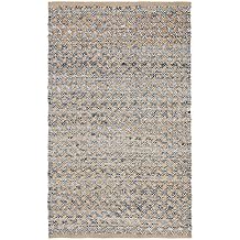 SAFAVIEH Cape Cod Collection Area Rug - 6' x 9', Blue & Natural, Handmade Boho Braided Jute, Ideal for High Traffic Areas in Living Room, Bedroom (CAP305M)