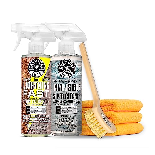 Chemical Guys SPI_191_16ID Interior Deep Cleaning Kit with Lightning Fast Carpet & Upholstery Extractor, Nonsense All Surface Cleaner, Induro 7 Heavy Duty Detailing Brush & 3 Pack Microfiber Towels