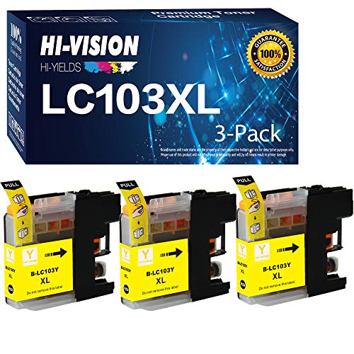 HI-VISION HI-YIELDS Compatible Ink Cartridge Replacement for LC-103 LC103 XL, Yellow, 3 Pack
