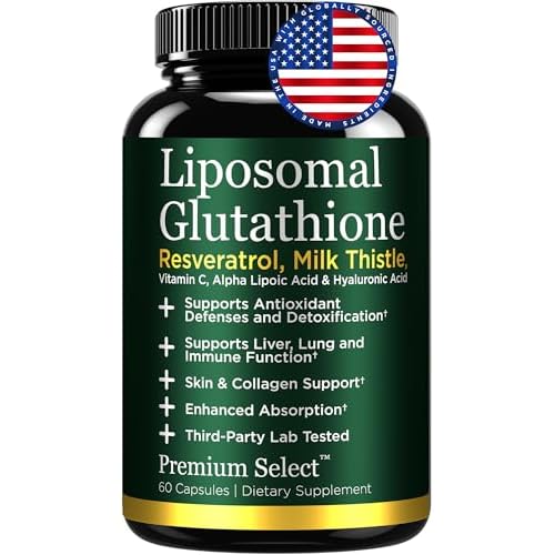Liposomal Glutathione Capsules with Resveratrol & Milk Thistle Supplement for Men and Women - L-Glutathione - 60 Capsules, Third Party Tested, Made in USA