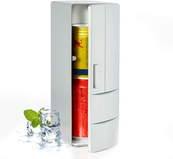 Ultra Mini Refrigerator, For Home & Car Use, Portable, Refrigerator, Tabletop, Cooler, Cooler, Warmer, Thermal Insulation, Small, USB Powered, Cola, Silver
