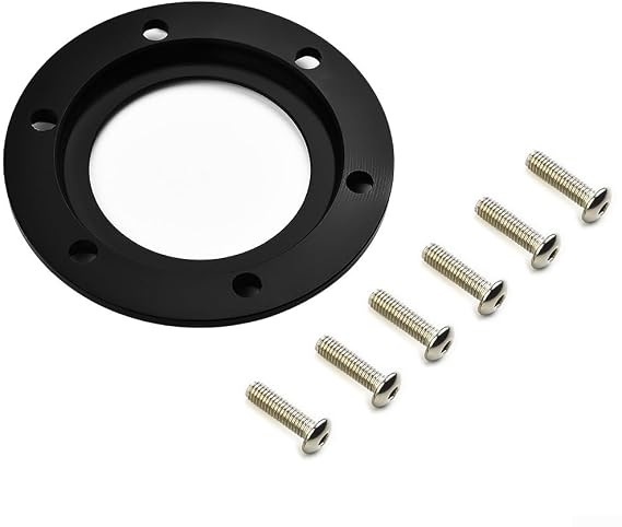 Steering Wheel Center Button Ring 6 Bolt Black for MOMO NRG 6061 Aluminum 84mm Replacement Part Classic Aftermarket Racing Wheels Includes Screws