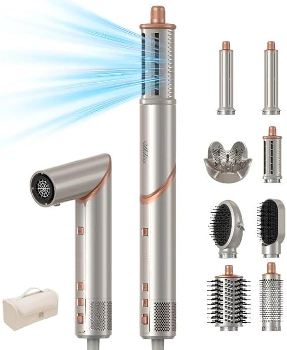 UKLISS 8-in-1 Air Styler & Hair Dryer Brush Gift Set with Storage Case