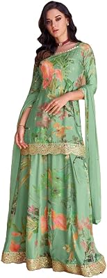 Ready to Wear IndianPakistani Party wear Floral Print Designer Kurta with Palazzo Suit for Womens