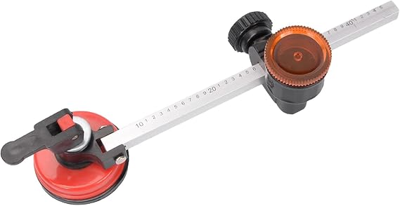 Colaxi Glass Cutting Tool,Circular Glass Cutter Adjustable Cutting Wheels with Suction Cup Compasses Type for Mirrors,Glass Supplies, Red