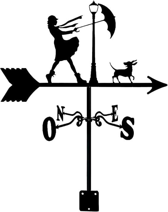 Vane for Garden Weather Vane， Animal Weathervane with Roof Mount Weathercock Direction Indicator， Retro Metal Weathervane Creative Stainless Steel，Girl and Dog