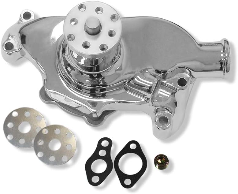 DEMOTOR PERFORMANCE High Volume Short Water Pump Chrome for SBC Chevy 283 327 350 1955-68